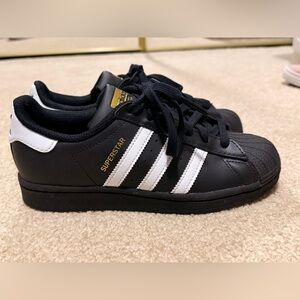 Adidas Superstar Kids Sneakers - Black, White, and Gold